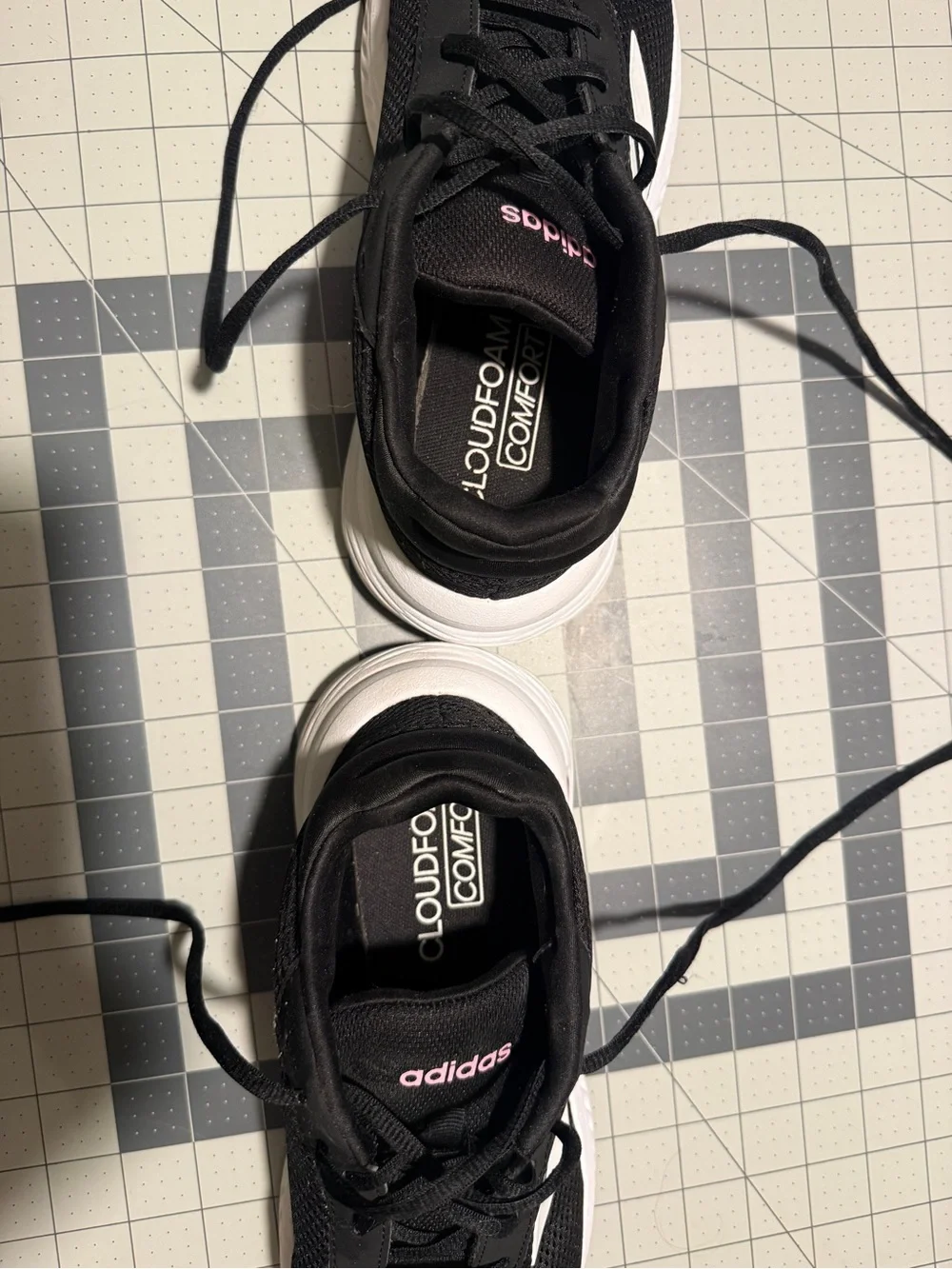 adidas‎ Black Athletic Sneakers with White Soles and Pink Logo